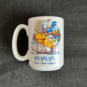 Disneyland Park Rare Donald Duck World Wide Webbed Mug